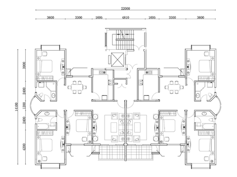  317m²公寓住宅cad平面图 