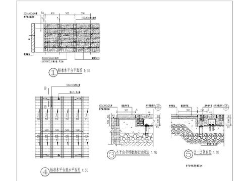  木平台详图平面图与种植池收边做法 