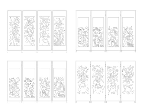  中式屏风 隔断CAD施工图 