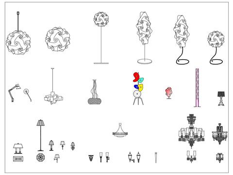  艺术灯具cad图库 