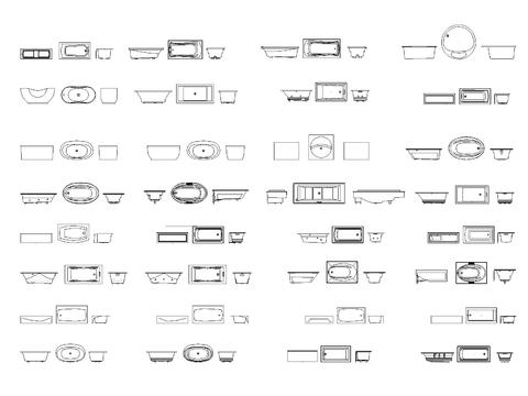  马桶洁具cad图块 