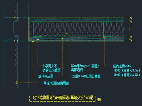  玻璃幕墙窗cad大样图 