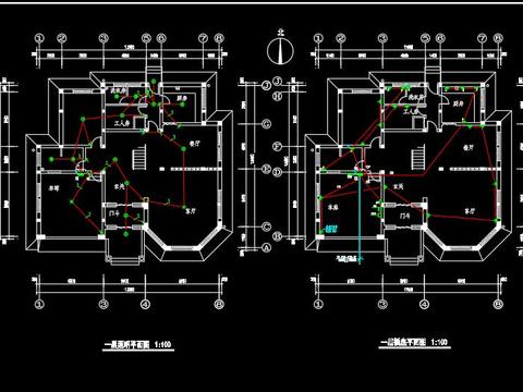  别墅电气成套图纸cad施工图 