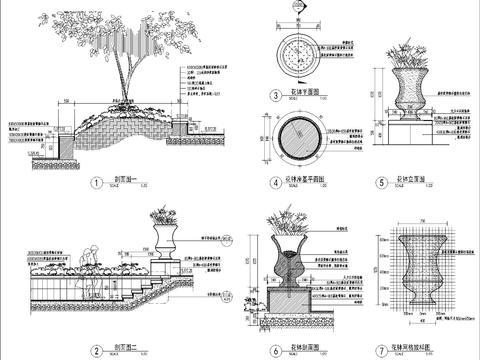  花钵景墙cad大样图 