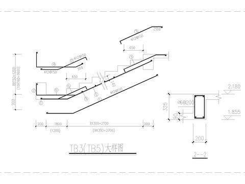  B2型板梯CAD节点大样 