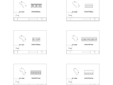  法式奶油风雕花角线cad图库 