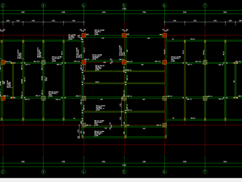  大屋面层梁平法cad施工图 