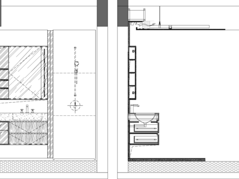  卫生间洗手台镜柜节点大样图 