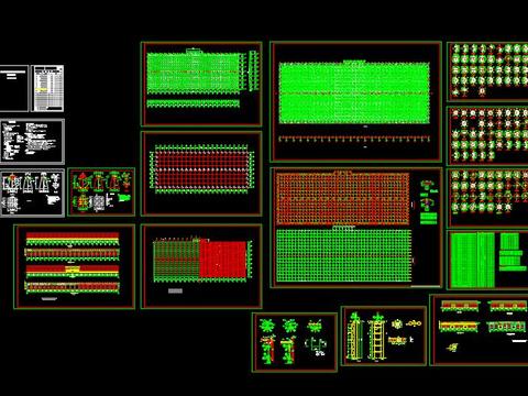  工业厂房网架结构cad图库 