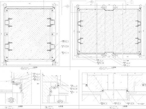  餐厅墙身干挂石材cad大样图 