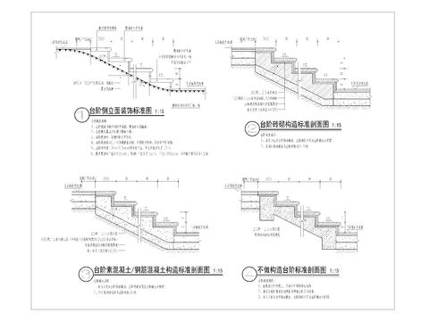  台阶做法标准 剖面图 节点大样图 