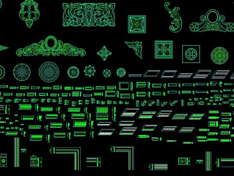  欧式角线cad图库 