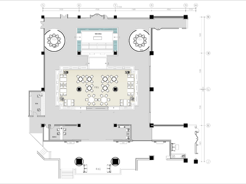  600㎡海鲜餐厅cad平面图 