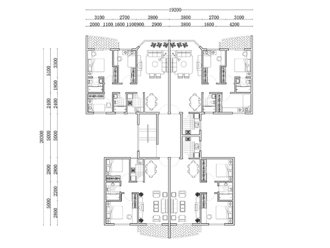  324m²公寓住宅cad平面图 