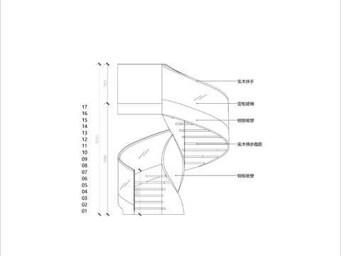  旋轉(zhuǎn)樓梯CAD施工圖 