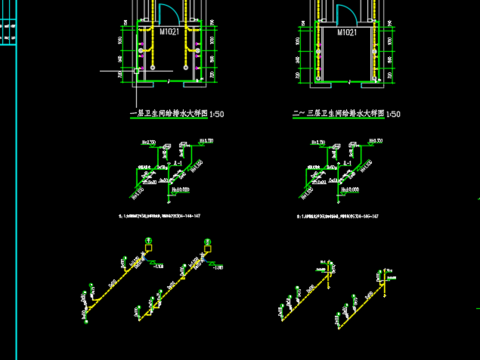  曹庙中学宿舍楼给排水CAD施工图 
