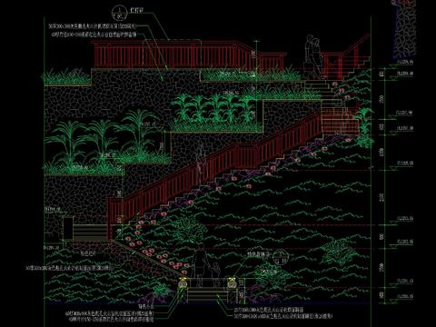  新中式大高差登山道CAD节点大样 