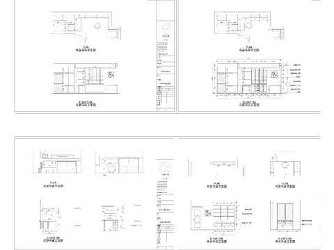  书柜矮柜立面cad图库 