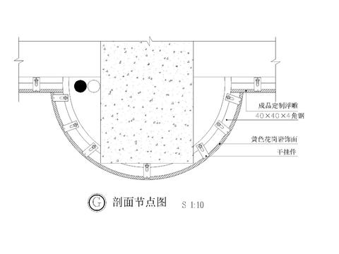  石材 铝板 木饰面等材质圆柱方柱cad节点大样图 