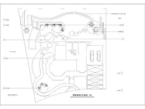  别墅庭院cad平面图 