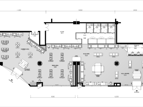  400㎡箱包店cad平面图 