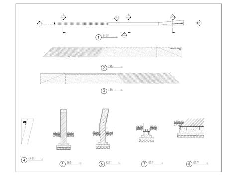  特色景墙详图 立面剖面图 节点大样图 