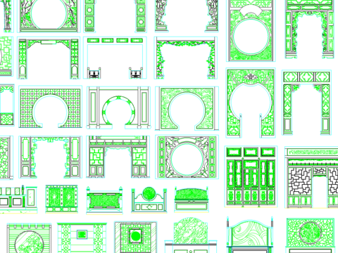  中式隔断cad图库 