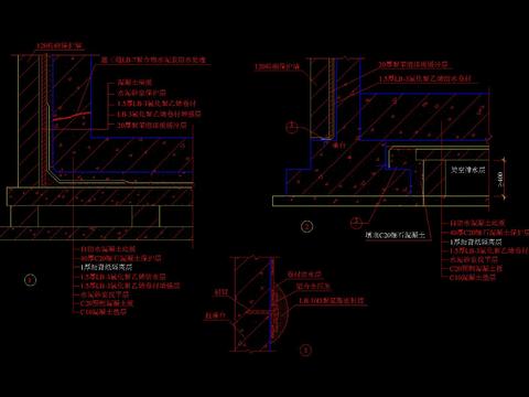  现代建筑防水散水沟阳台雨棚CAD施工图 