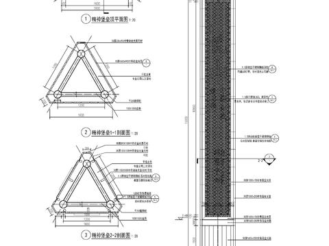  精神堡垒雕塑石牌cad大样图 