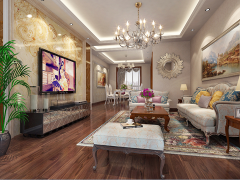  万孚尊园欧式客餐厅卧室全套CAD施工图 