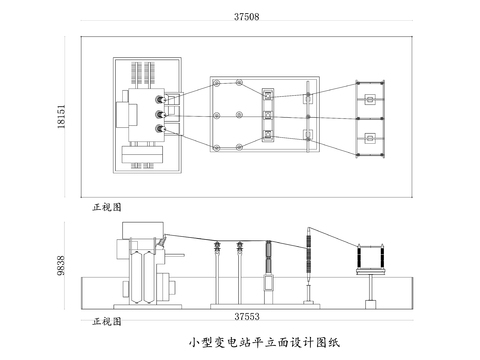  小型变电站平立面设计图纸cad大样图 