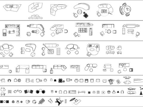  客厅沙发组合cad图库 