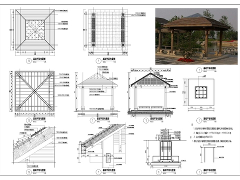  玻璃四角亭cad大样图 