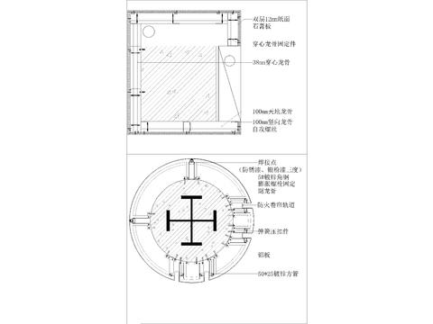  金属装饰板构造cad大样图 