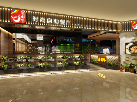  金石牛自助餐厅cad平面图 