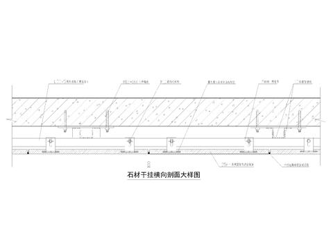  石材干挂横向剖面大样图 