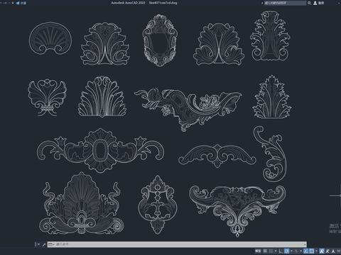  木质雕花cad图库 