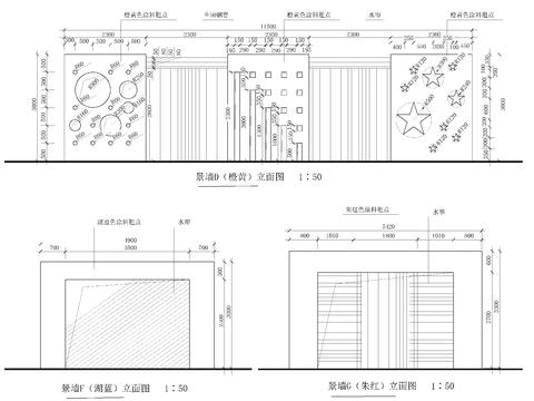  景墙立面剖面节点cad大样图 