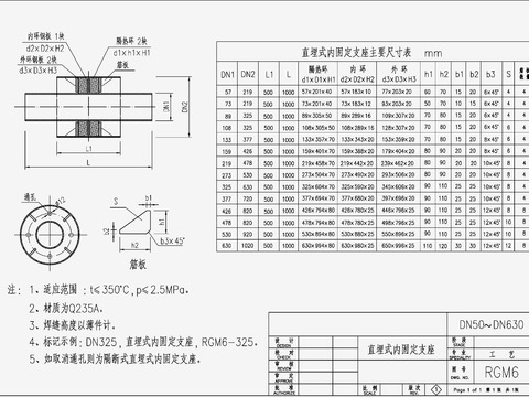  工艺管道支架CAD施工图 