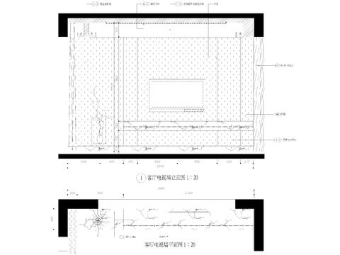 客厅电视墙大理石CAD施工图 
