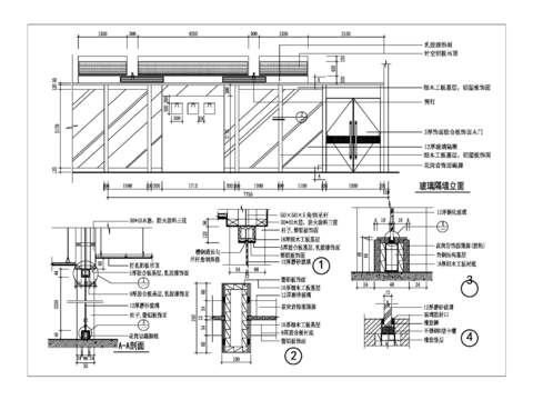  玻璃隔断装修节点大样 