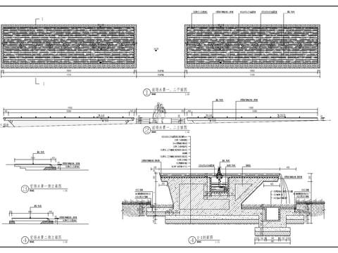  现代跌水水景节点大样图 