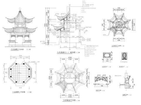  八角亭cad大样图 