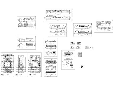  四合院组合建筑cad大样图 