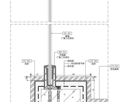  玻璃扶手固定节点大样 