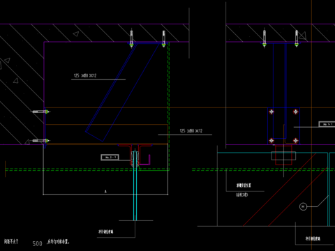  玻璃安装cad节点大样 