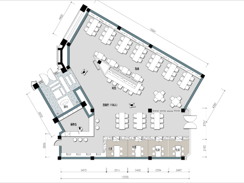  260㎡西餐厅cad平面图 