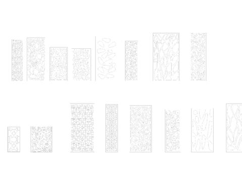  雕花镂空屏风CAD施工图 