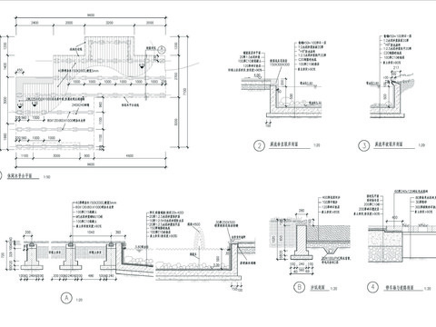  休闲木平台及沙坑和涌泉CAD节点大样 