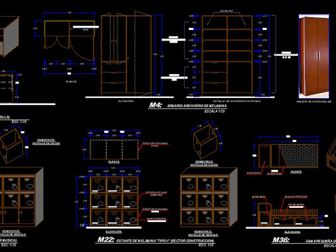  儿童房家具大样图 